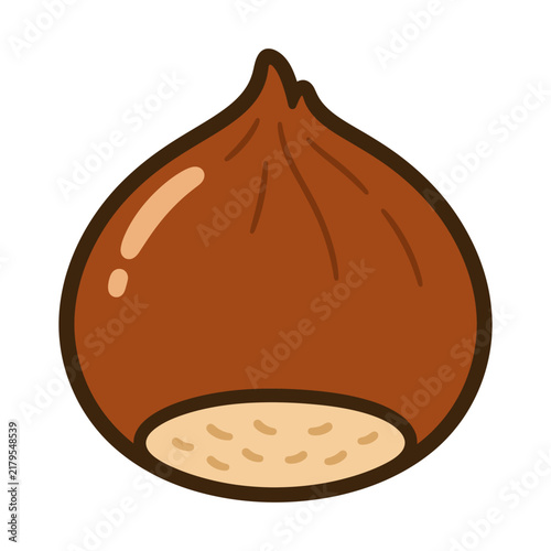 Hazelnut illustration icon featuring a brown organic nut for design