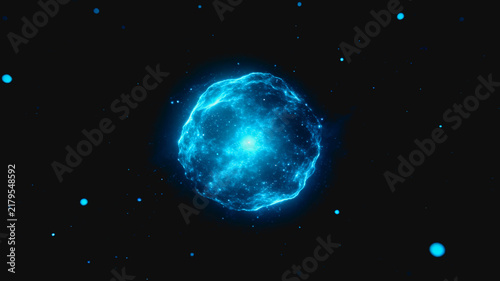 Glowing Cosmic Nebula in Dark Outer Space