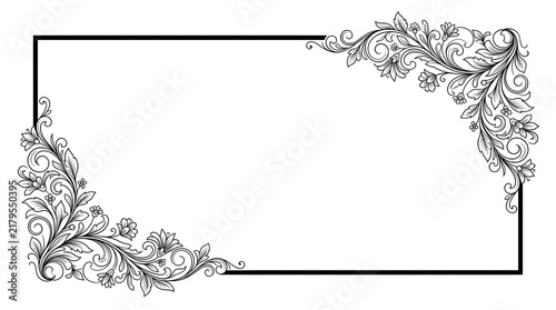 Elegant Vintage Floral Ornamental Frame with Victorian Botanical