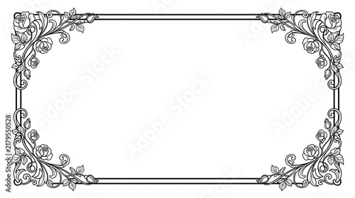 Elegant Vintage Floral Ornamental Frame with Victorian Botanical