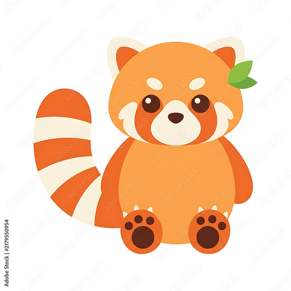 Obraz premium Cute Red Panda Kawaii Animal Illustration on Transparent Background Isolated on White