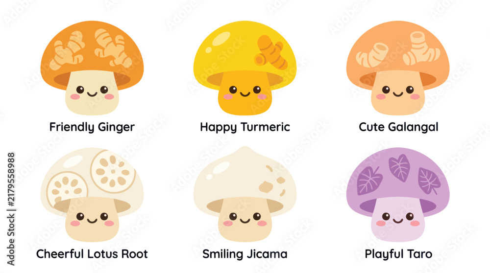 Obraz premium Kawaii vegetable characters