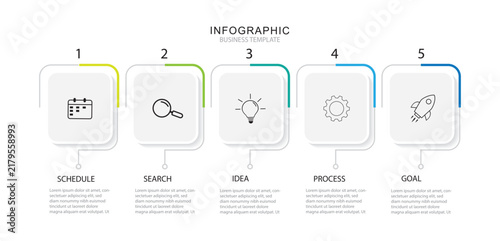 Infographic 5 options design elements for your business data. Vector Illustration.