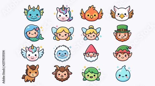 Mythical creature and fantasy character icons