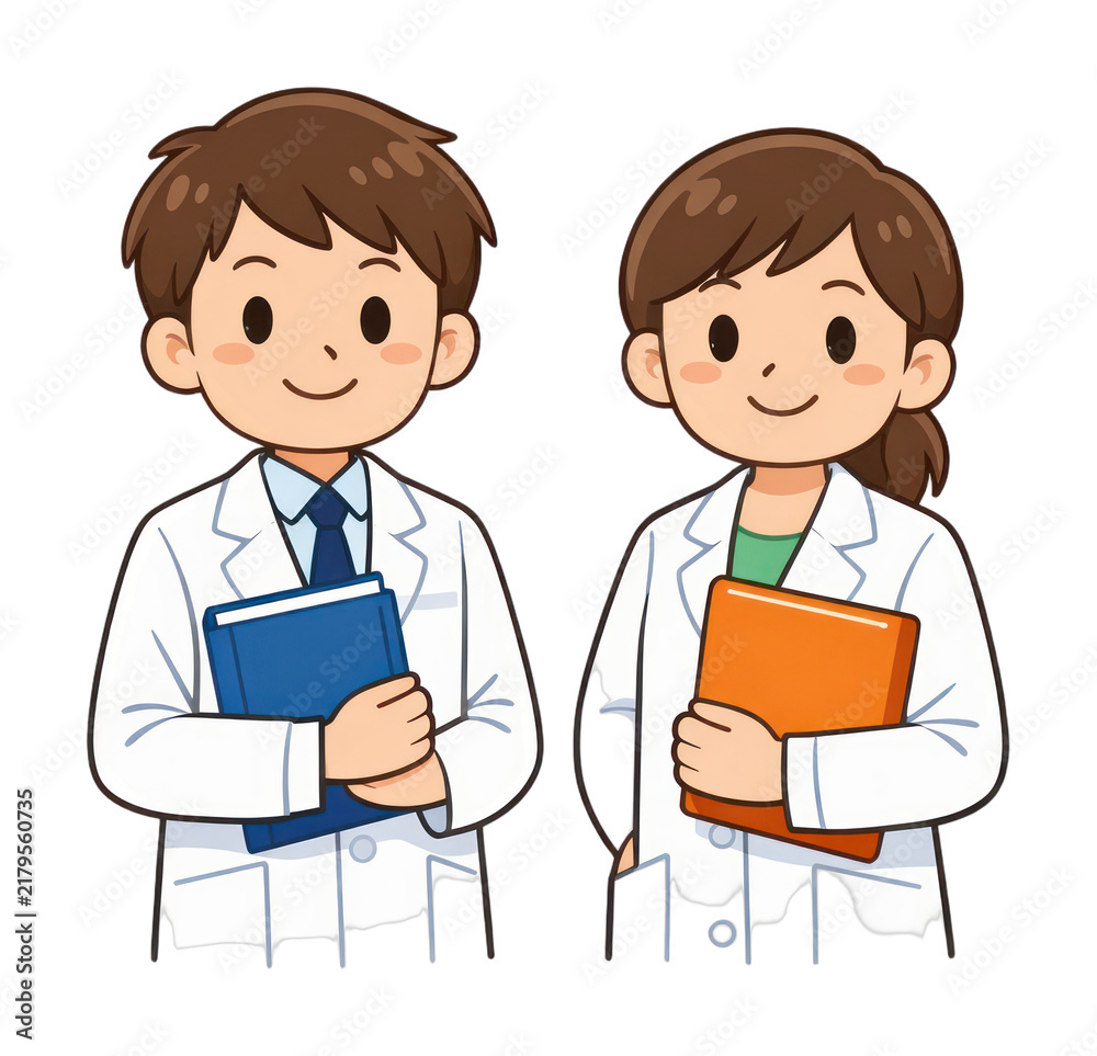 Fototapeta premium PNG Cartoon doctors holding books