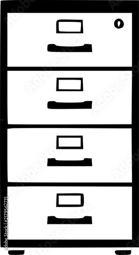 Steel Office File Cabinet and Archive Storage Drawer Icon – Black Vector Pictograph Illustration
