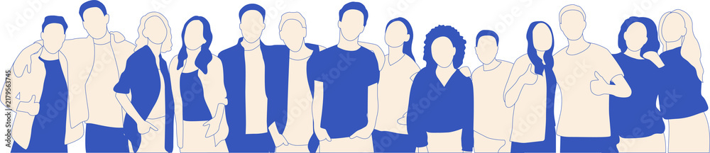Fototapeta premium Different people standing side by side together. 
