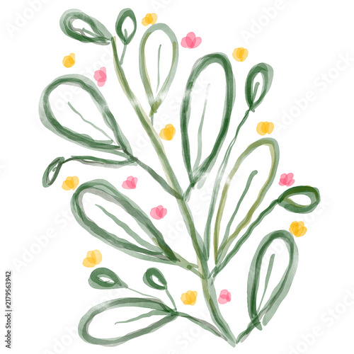 Minimalist Abstract Botanical Illustration Isolated