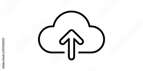 Obraz na płótnie Cloud upload line icon with black stroke for digital data storage needs.