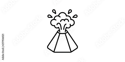 Konstfotografi Black outline volcano eruption line art isolated on transparent background