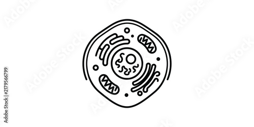 Bild auf Leinwand Cell biology structure icon with mitochondria and nucleus design element