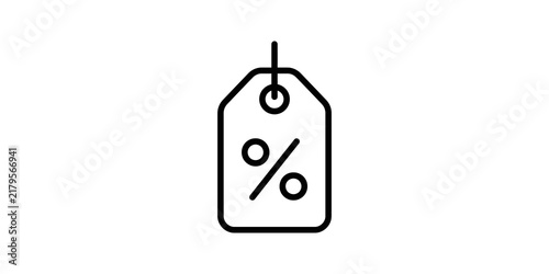 Plakat Price tag percent icon black outline for shopping discount promotion.