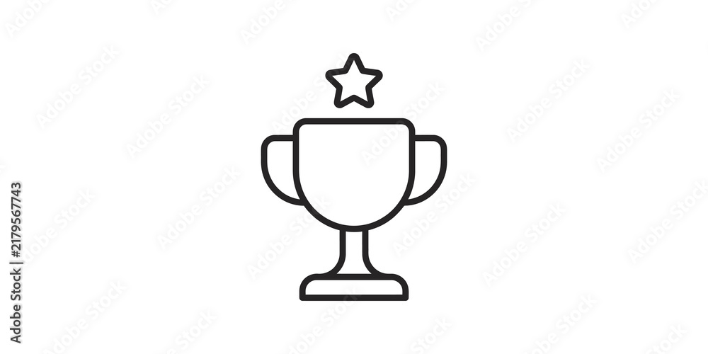 Fototapeta premium Golden winner trophy cup with star icon for success and achievement.