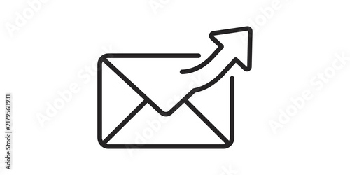 Картината върху платно Outgoing email message line icon showing letter envelope with arrow