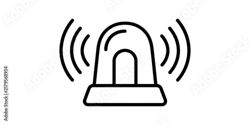 Canvas Print Emergency siren line icon with signal waves for safety alert system