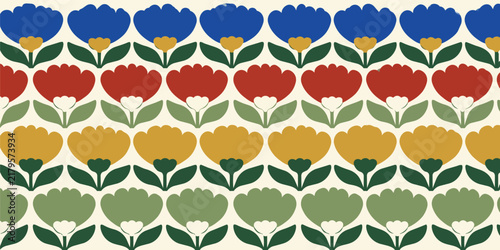 Nordic Poppy Ribbon Floral Pattern