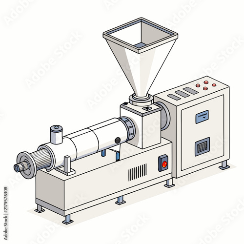 plastic pelletizing machine extruder industrial recycling equipment flat vector illustration