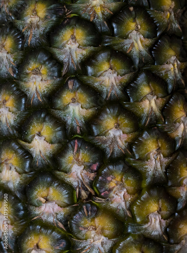 Quasi-abstract image, close-up photo of a pineapple fruit