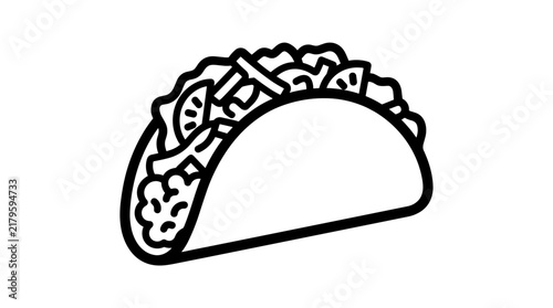 Simple Outline Drawing of a Delicious Taco 1.
