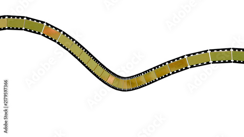Golden film strip isolated on transparent background, old film strip	