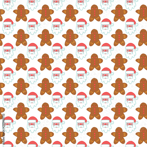 Cute Christmas Gingerbread And Santa Seamless Pattern For Holiday Backgrounds And Festive Wrapping