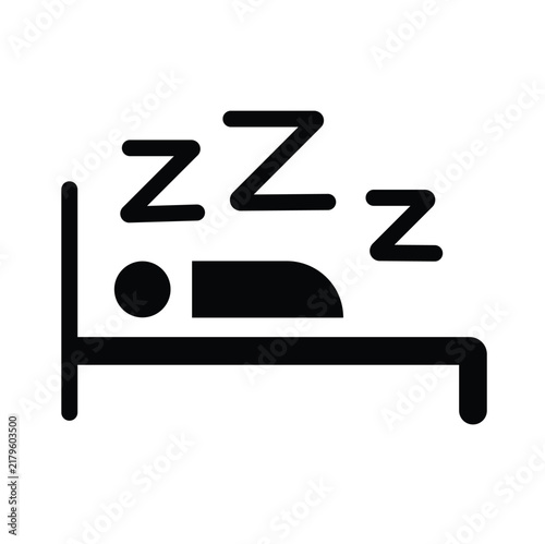 Black and white snoring sound wave icon with sleeping