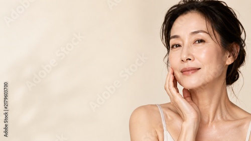 Mature Woman with Healthy Radiant Skin for Anti Aging Skincare Campaign