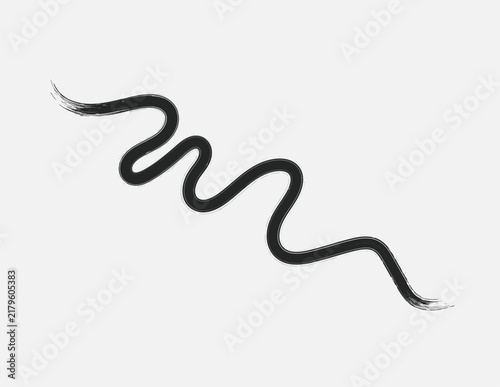 Abstract black brush stroke on a clean white background representing a fluid line concept in vector illustration