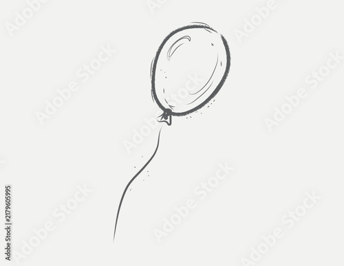Hand drawn single balloon floating with string on light background vector illustration celebration concept