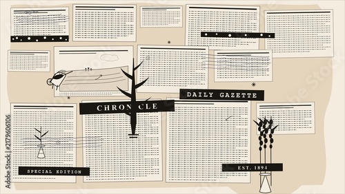Vintage Botanical Newspaper Editorial Background