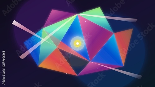 Fotografie Abstract Geometric Prism Crystal Light Refraction Background