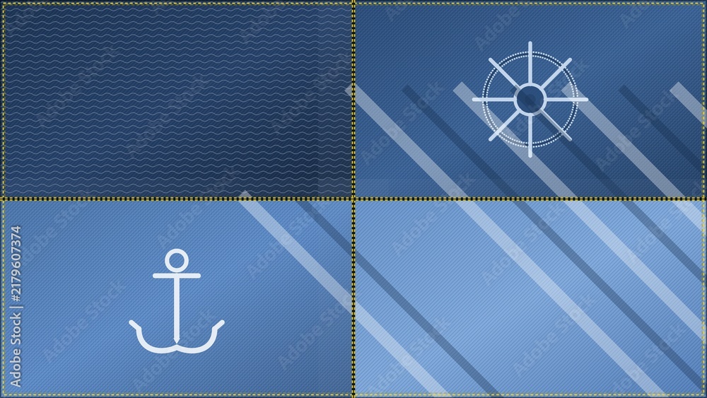 Nautical Denim Patchwork Background Illustration