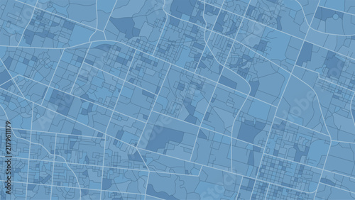 Foto Blue Urban Grid Map with Dense Road Blocks and crossing roads