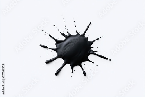 Ink splatter on white shows fluid motion