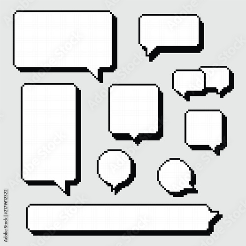 Pixel Speech Bubbles and Chat Message Icons Collection