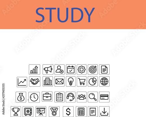 Set of education and study vector icons, school and learning symbols outline style