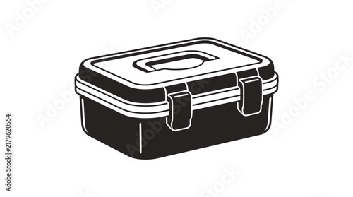 Plastic Storage Box Outline Vector Illustration
