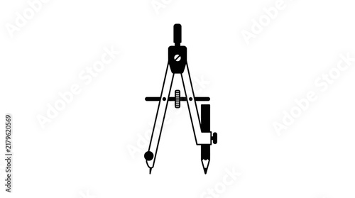 Minimalist Drafting Compass Vector Silhouette
