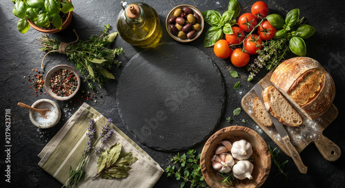 Still Life with Fresh Vegetables, Fruits and Easter Eggs for Healthy Cooking and Gourmet Food Composition
