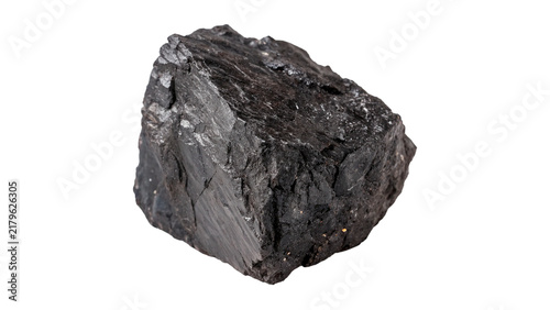 Bild auf Leinwand Rough chunk of black coal mineral stone fuel isolated organic energy source