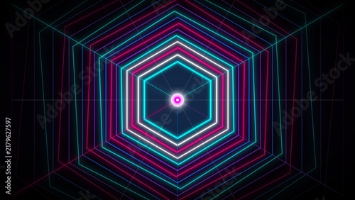 Plakat Abstract Geometric Hexagonal Tunnel Background