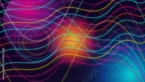 Psychedelic Optical Illusion Background with Geometric Waves