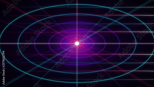 Foto Neon Cyber Grid Warp Tunnel Background