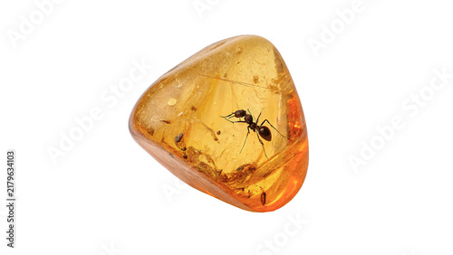 Obraz na płótnie Polished translucent amber gemstone stone isolated natural organic mineral eleme