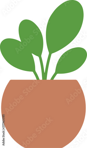 Green Plant in a Pot Isolated on White Background, Potted Houseplant with Fresh Leaves Symbolizing Nature, Growth, New Life and Gardening