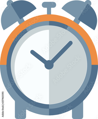 Blue Alarm Clock on White Background, Analog Timepiece and Timer Symbol for Time Management, Business Deadline, Scheduling, Hour, Minute and Timekeeping Concepts