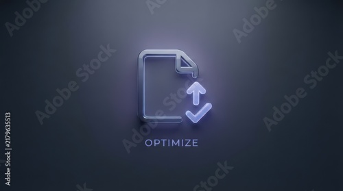 Obraz na płótnie Glowing document optimization with upload arrow and check