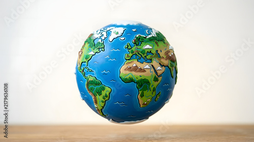 Colorful Globe Model Showing Continents and Oceans