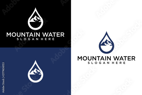 Creative Mountain Peak Water Drop Logo