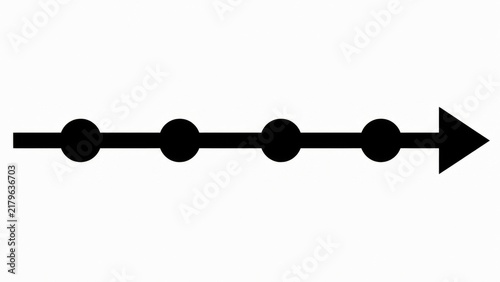 Black horizontal arrow with four circles indicating sequential steps or milestones for progress.